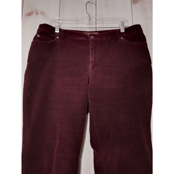 St Johns Bay Pants Ladies 14 Petite Corduroy Bootcut Maroon - Picture 3 of 7